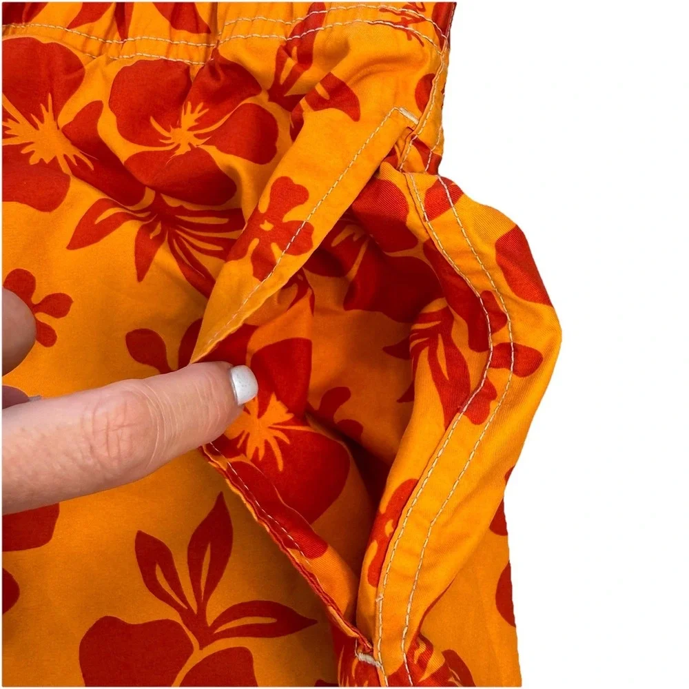 VTG Abercrombie & Fitch‎ Long Board Shorts Men's L Orange Red Floral Y2K 90's